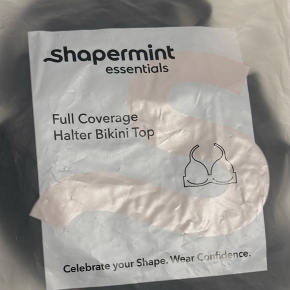 Shapermint Essentials Full Coverage Halter Bikini Top Black Large NWT Vacation - Picture 2 of 5